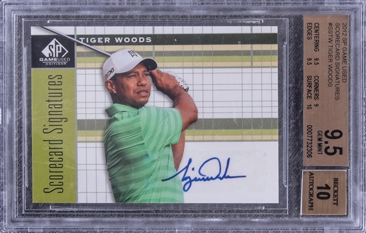 2012 SP Game Used "Scorecard Signatures" #SSTW Tiger Woods Signed Card - BGS GEM MT 9.5/BGS 10